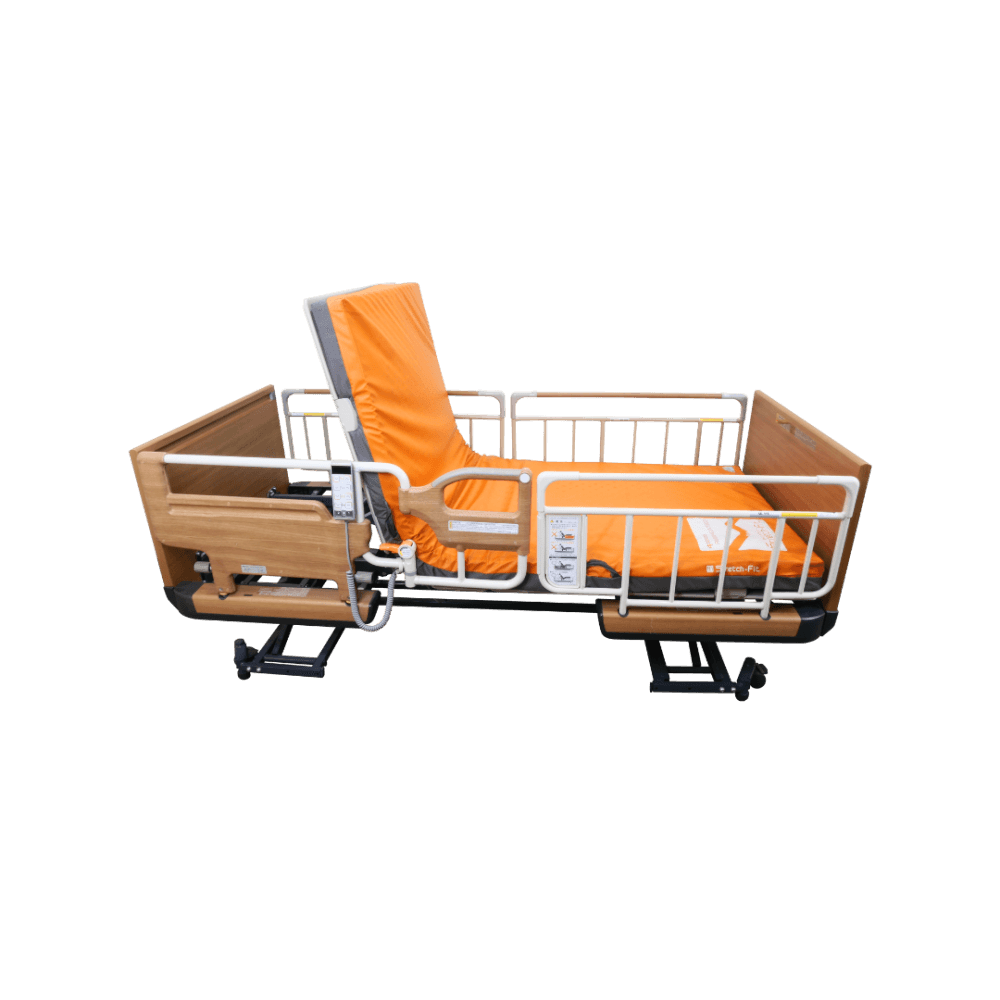 เตียงผู้ป่วยไฟฟ้า PARAMOUNT BED รุ่น Rakusho Z สีไม้ พร้อมที่นอน รุ่น Stretch Fit_1